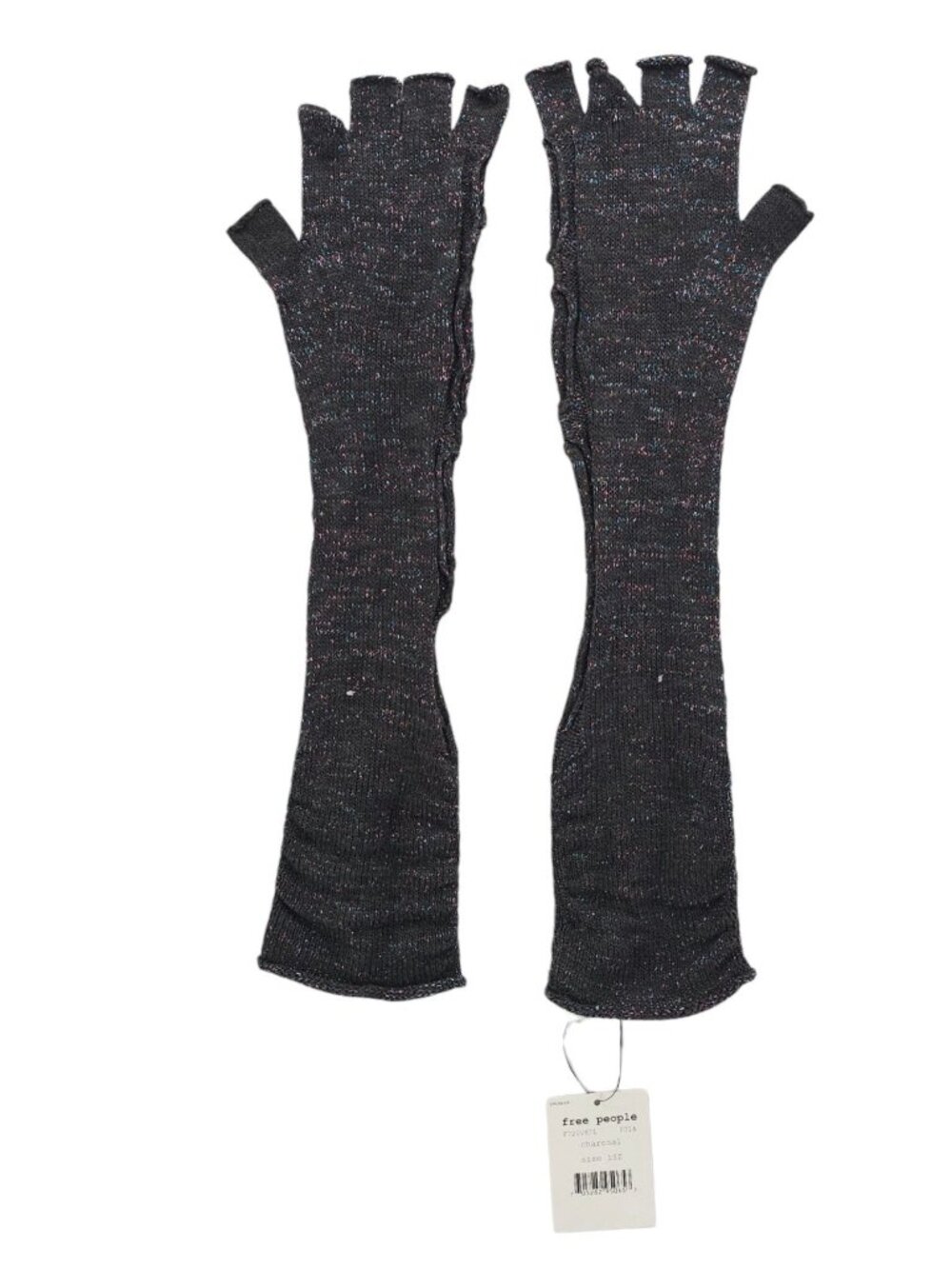NWT FREE PEOPLE Fingerless Gloves Charcoal Metallic Sparkly Cutouts ONE SIZE